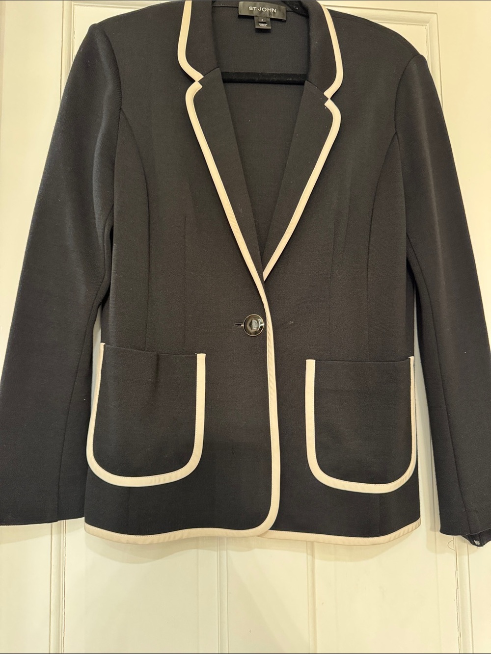 St. John Black Blazer with Cream Trim